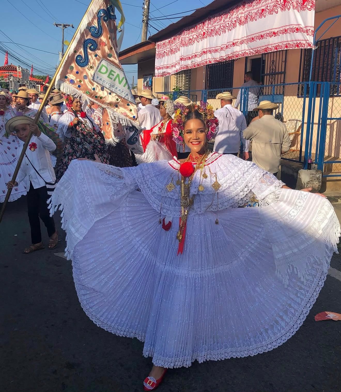 The festival procession through the streets