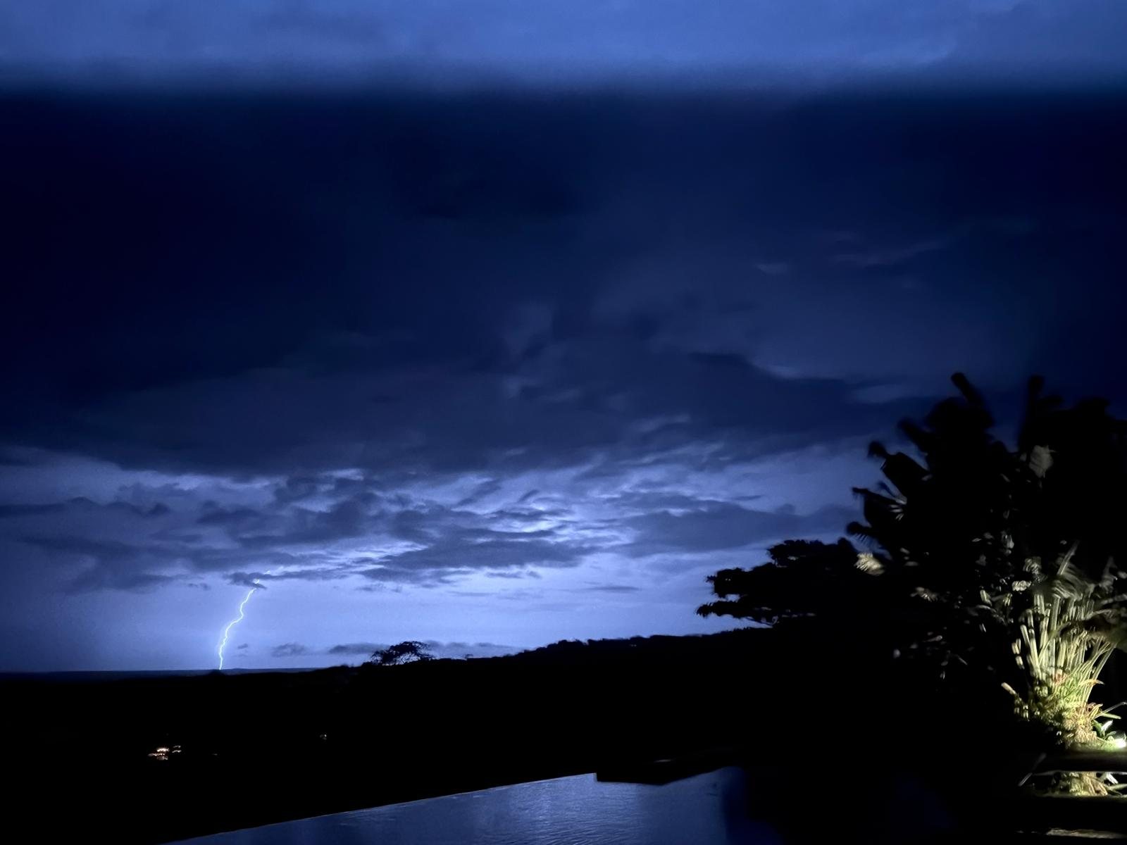 A storm over the sea at night