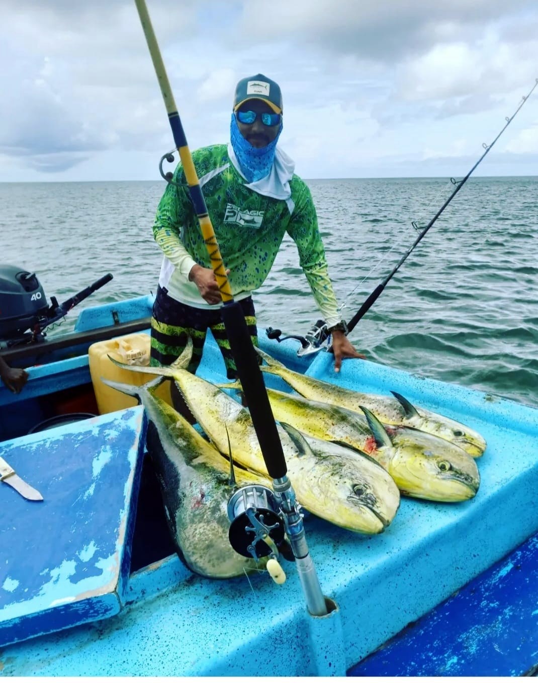 Dorados on board after a trolling trip